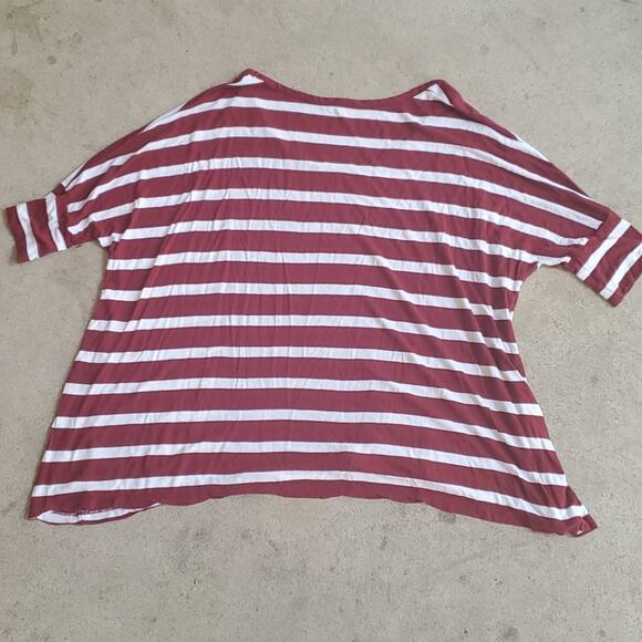 AG Adriano Goldschmied oversized stripe top burgundy white medium - Picture 4 of 4